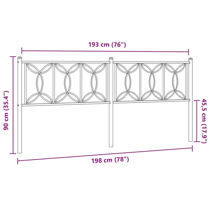 Metal Headboard Black 193 cm