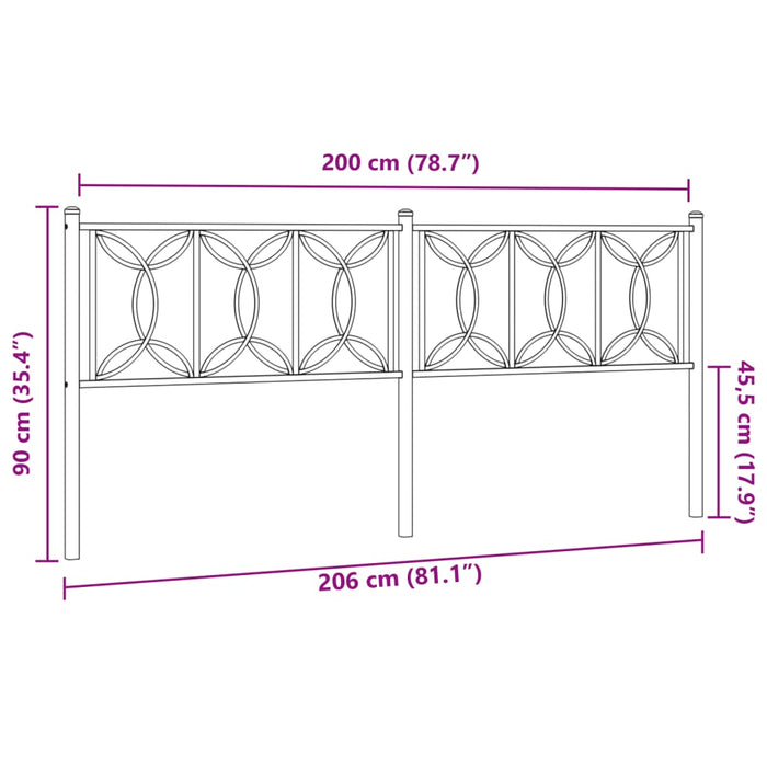 Metal Headboard Black 200 cm