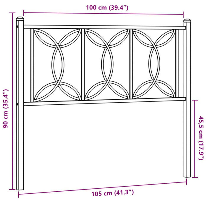 Metal Headboard White 100 cm