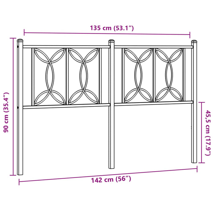 Metal Headboard White 135 cm