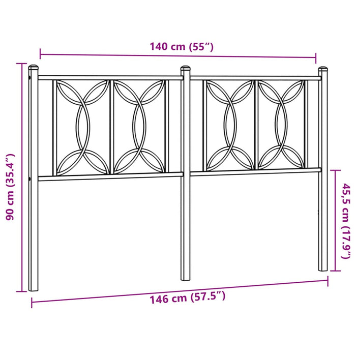 Metal Headboard White 140 cm