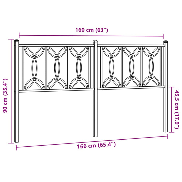 Metal Headboard White 160 cm