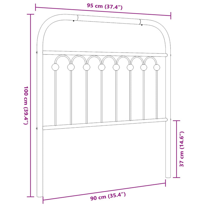 Metal Headboard Black 90 cm