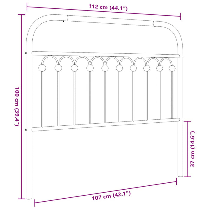 Metal Headboard Black 107 cm