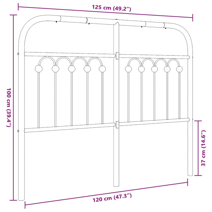 Metal Headboard Black 120 cm