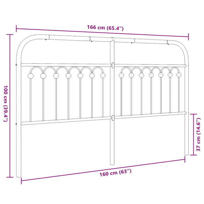 Metal Headboard Black 160 cm