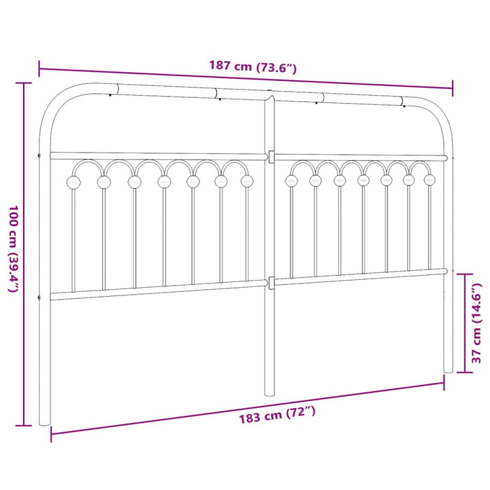 Metal Headboard Black 180 cm