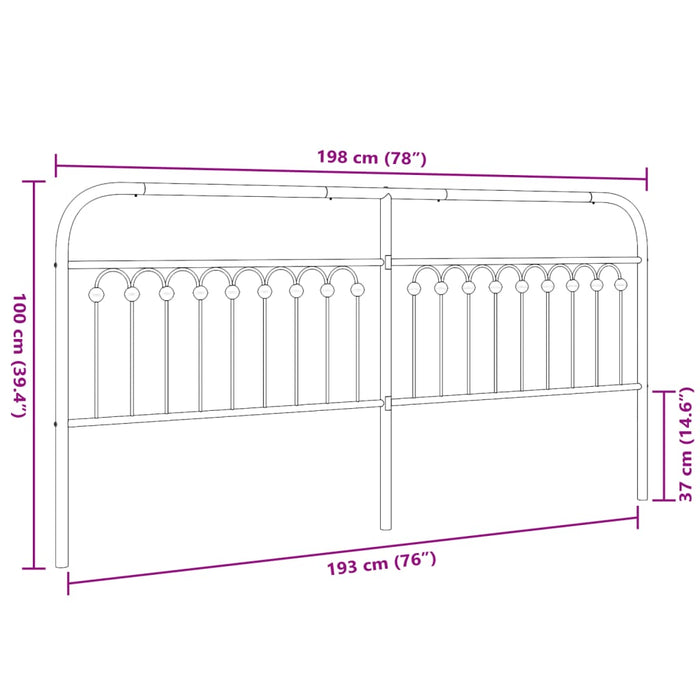 Metal Headboard Black 193 cm