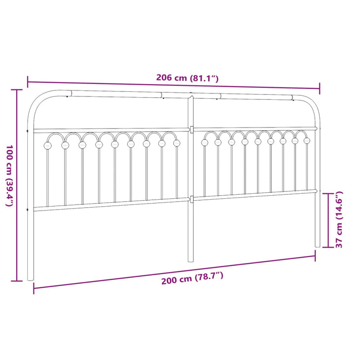 Metal Headboard Black 200 cm