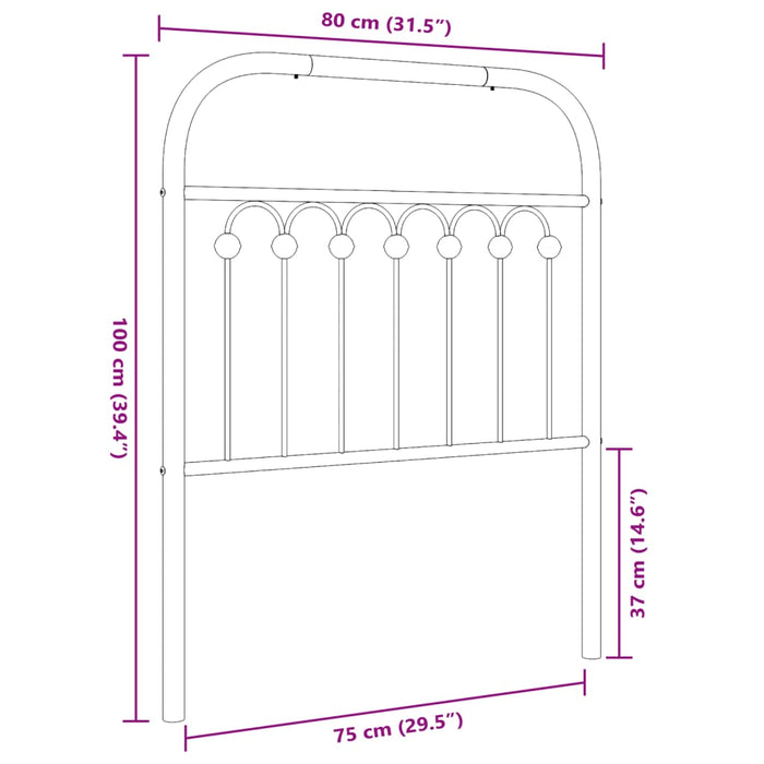 Metal Headboard White 75 cm