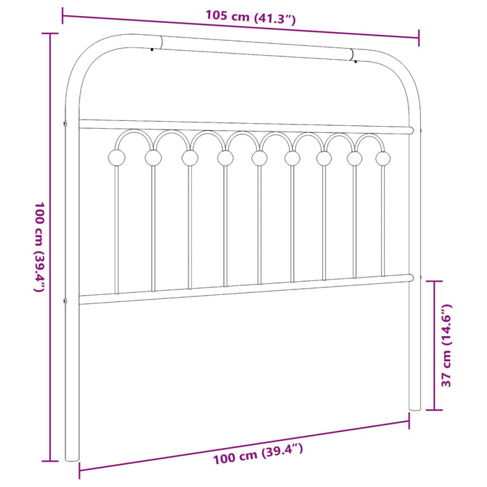 Metal Headboard White 100 cm