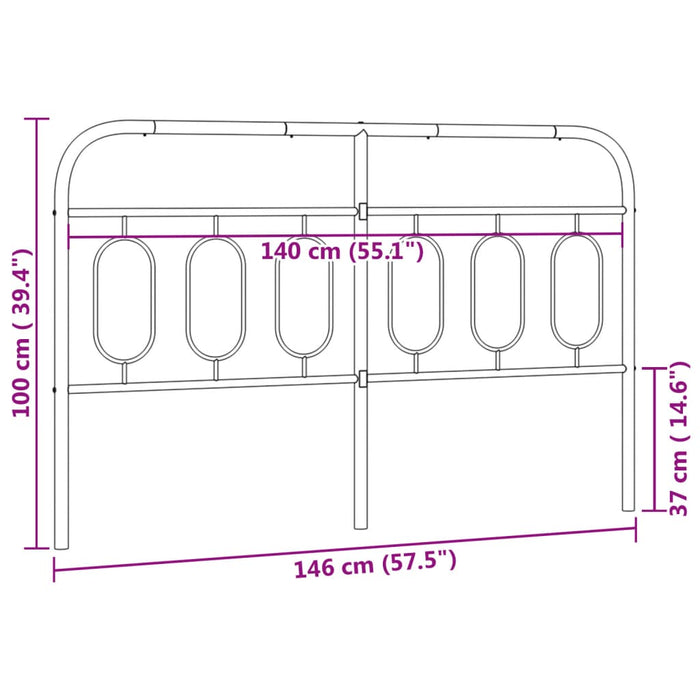 Metal Headboard Black 140 cm