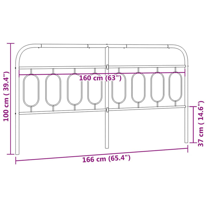 Metal Headboard Black 160 cm