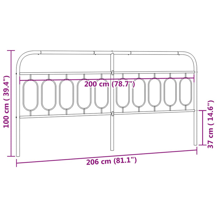 Metal Headboard Black 200 cm