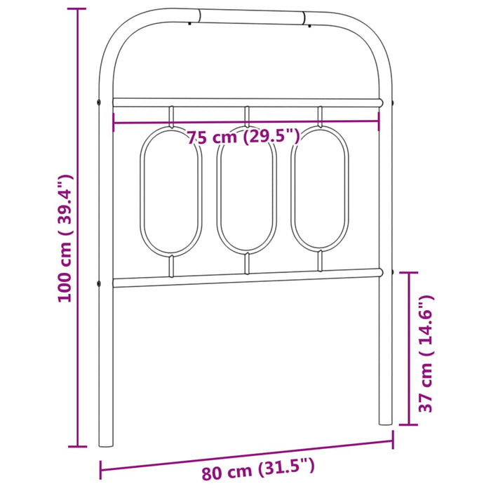 Metal Headboard White 75 cm