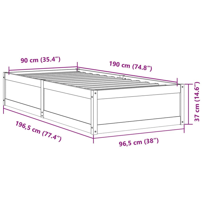 Bed Frame without Mattress White 90x190 cm Single Solid Wood Pine