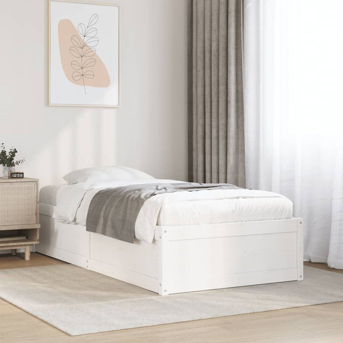 Bed Frame without Mattress White 90x190 cm Single Solid Wood Pine