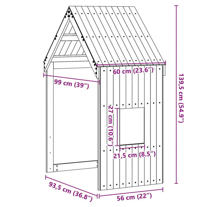 Детско легло Roof Бяло 60x99x139,5 cm масивно дърво бор