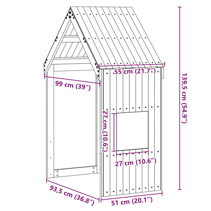 Детско легло Roof Бяло 55x99x139,5 cm масивно дърво бор