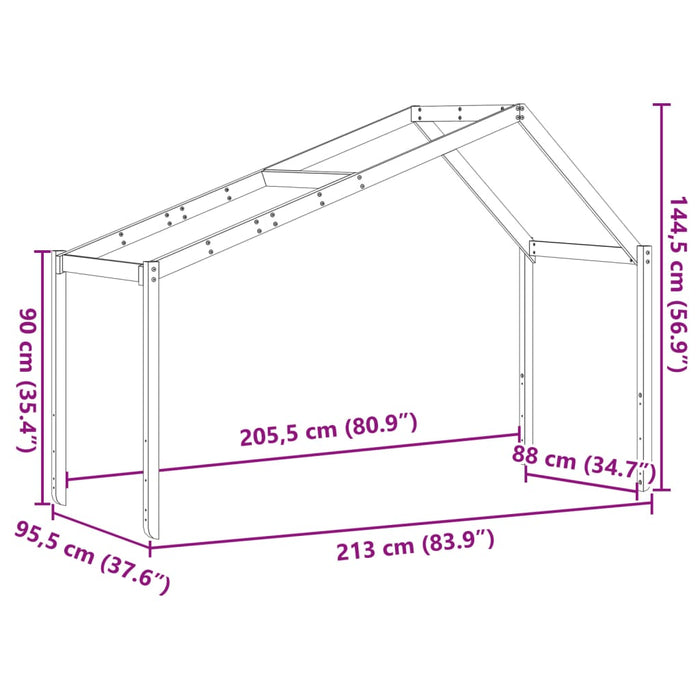 Детско легло Roof Бяло 213x95.5x144.5 cm бор масив