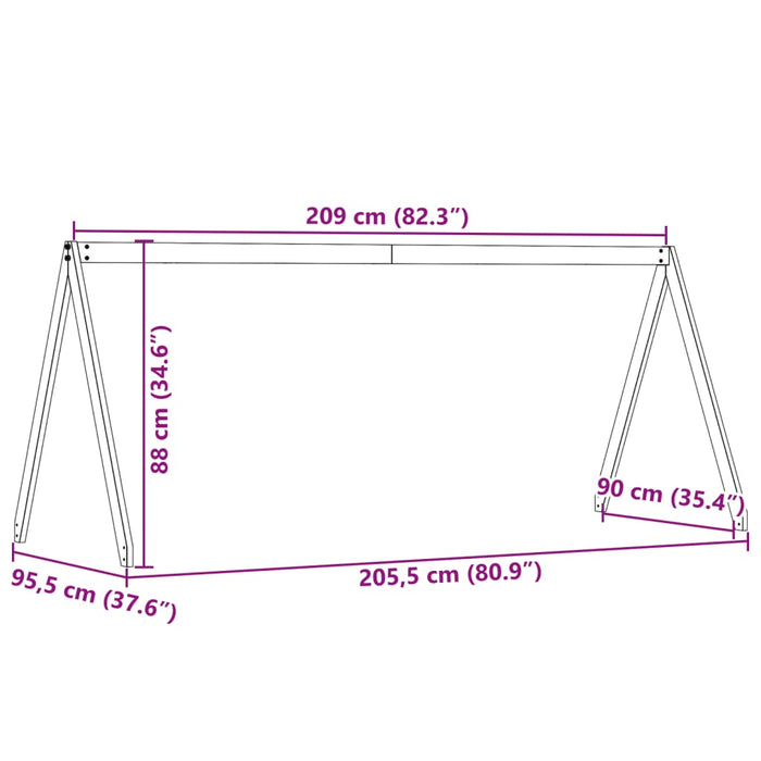 Детско легло Покрив 209x95,5x88 см масивно дърво Бор