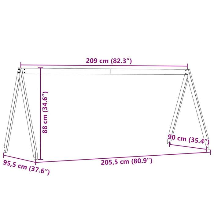 Детско легло Roof Wax Кафяво 209x95.5x88 cm бор масив