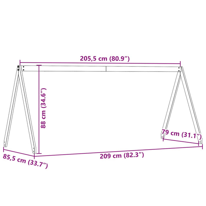 Детско легло Roof Wax Кафяво 209x85.5x88 cm бор масив