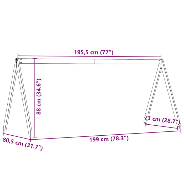 Детско легло Покрив 199x80,5x88 см масивно дърво Бор