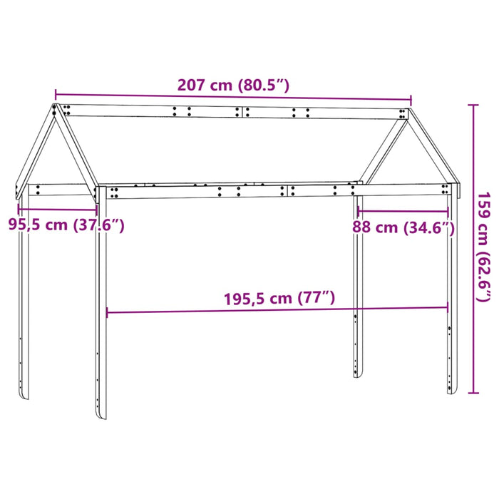 Детско легло Roof Wax Кафяво 207x95.5x159 cm бор масив