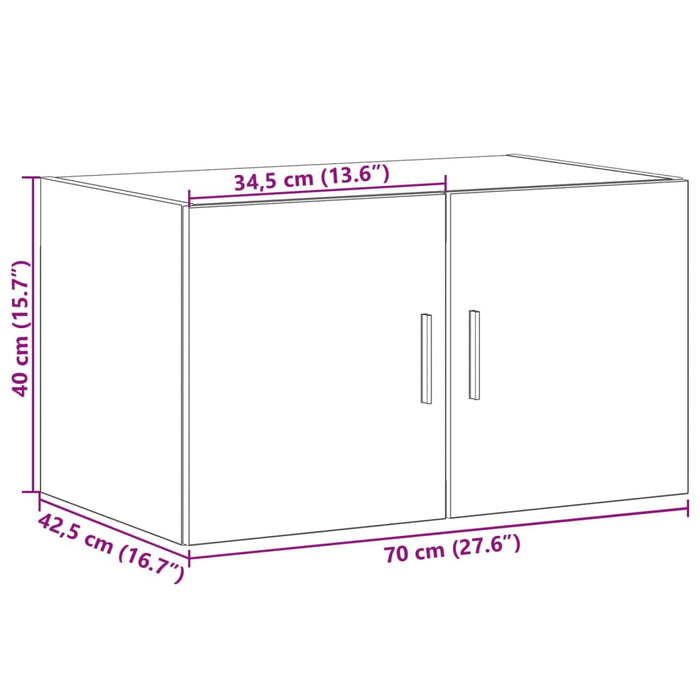 Стенен шкаф черен 70x42,5x40 см инженерно дърво