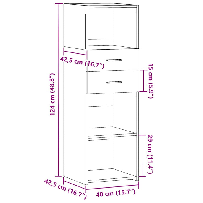 Highboard Smoked Oak 40x42.5x124 cm Engineered Wood