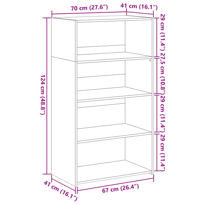 Highboard Черен 70x41x124 cm Engineered Wood