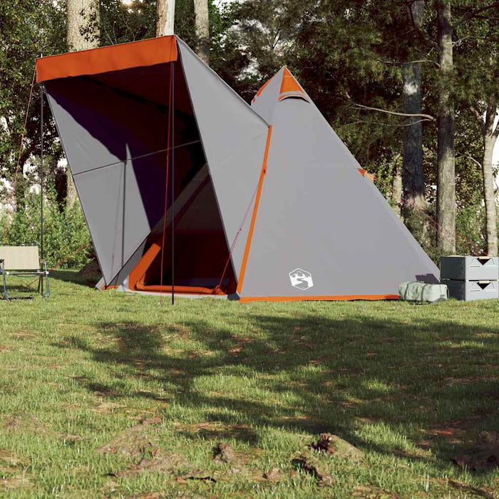 Family Tent Tipi 6-Person Grey and orange Waterproof