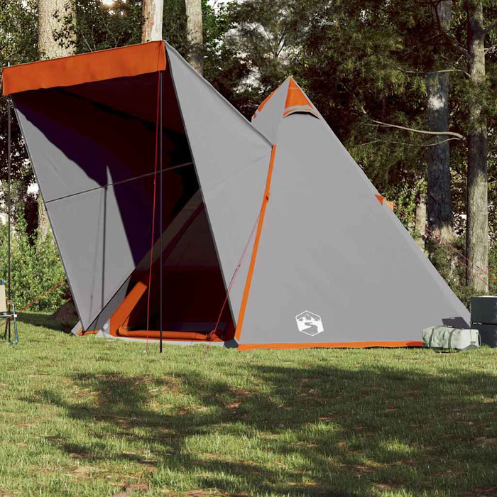 Family Tent Tipi 6-Person Grey and orange Waterproof