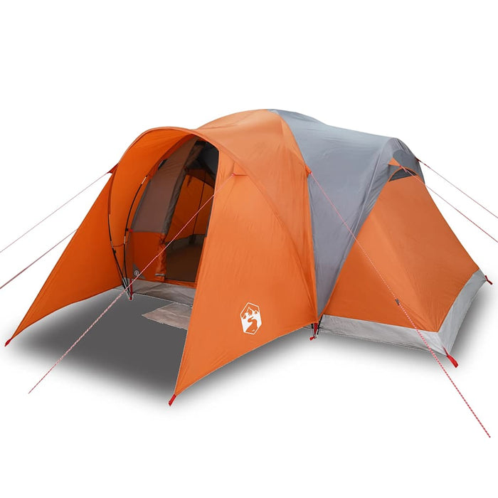 Family Tent Dome 6-Person Grey and Orange Waterproof