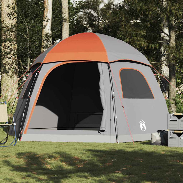 Family Tent Igloo 6-Person Grey and Orange Waterproof