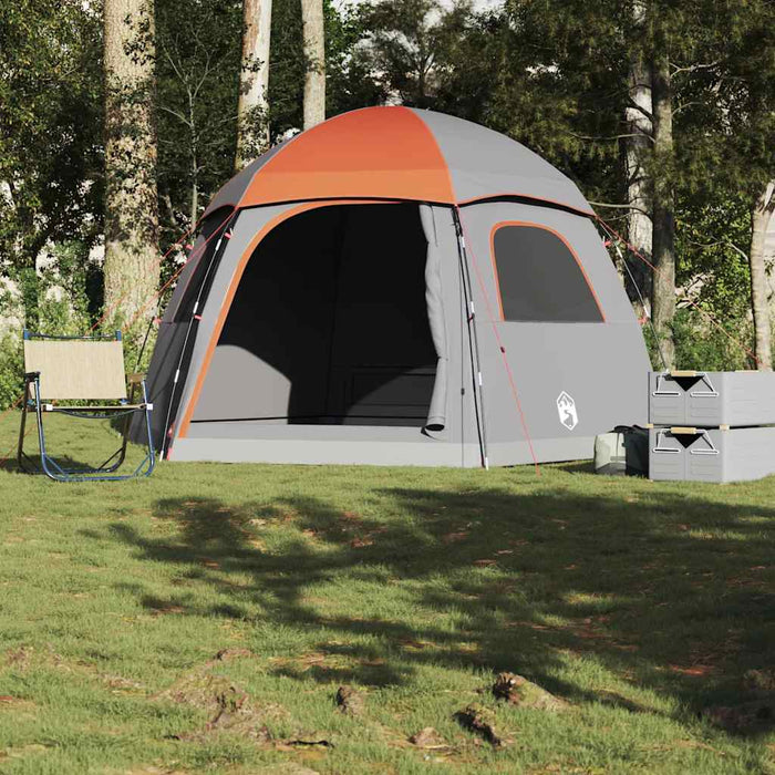 Family Tent Igloo 6-Person Grey and Orange Waterproof