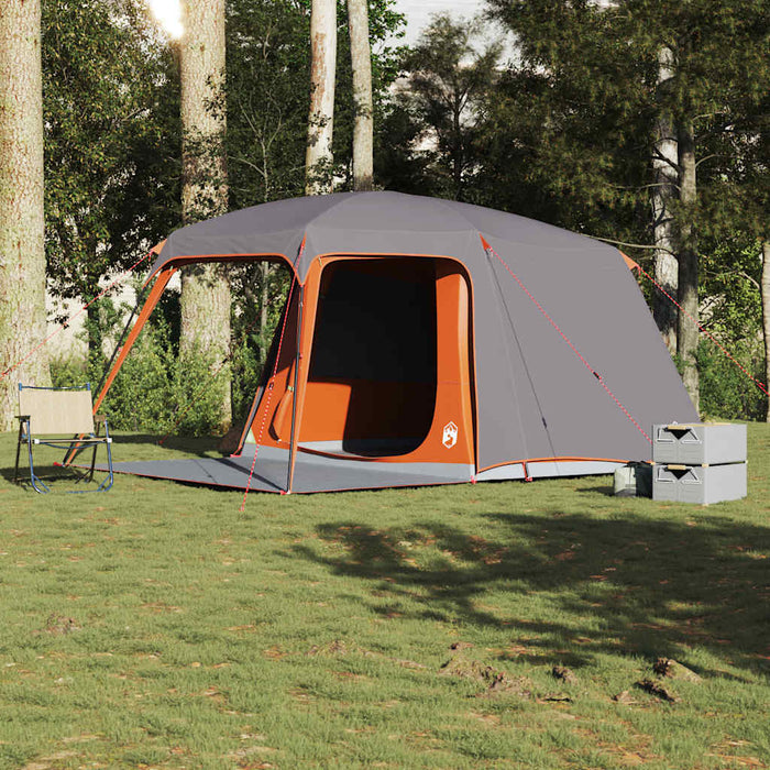 Camping Tent with Porch Dome 5-Person Grey and Orange Waterproof