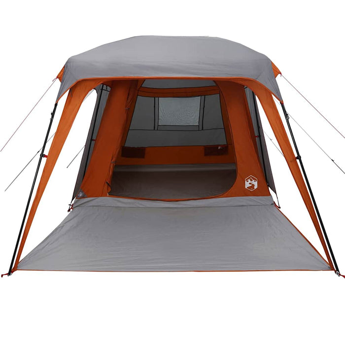 Camping Tent with Porch Dome 5-Person Grey and Orange Waterproof