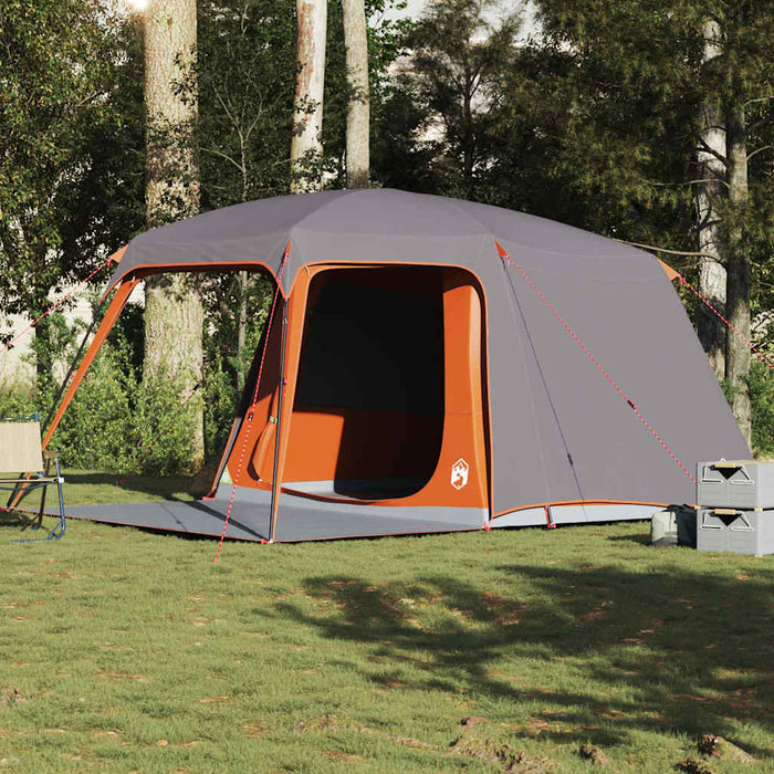 Camping Tent with Porch Dome 5-Person Grey and Orange Waterproof