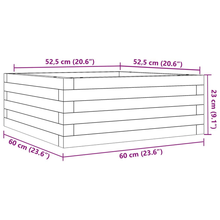 Garden Planter 60x60x23 cm Solid Wood Pine