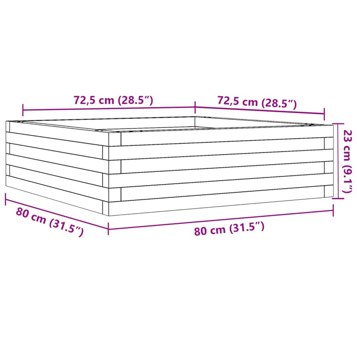 Jardiniera De Gradina 80x80x23 cm Lemn Masivul Pin