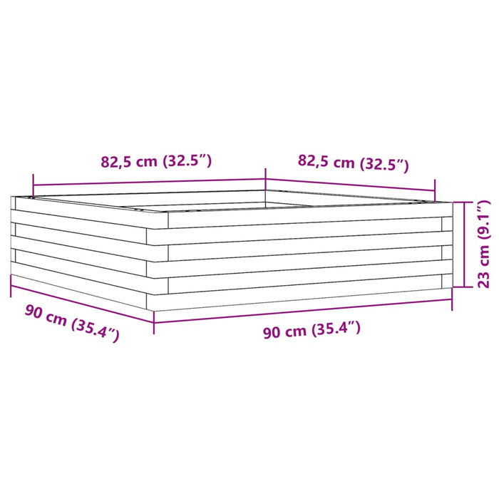 Jardiniera De Gradina 90x90x23 cm Lemn Masivul Pin