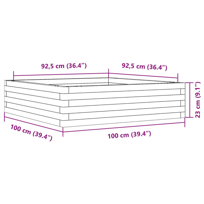 Garden Planter 100x100x23 cm Solid Wood Douglas