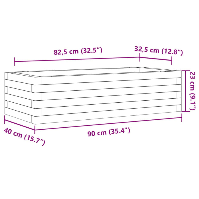 Градинска кашпа 90x40x23 см масивно дърво бор