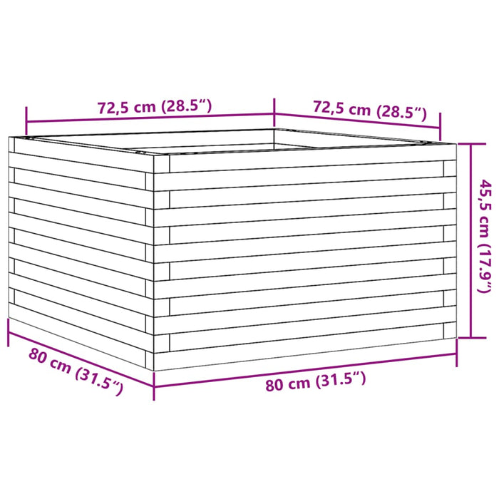 Градинска кашпа 80x80x45,5 см. Бор от масив