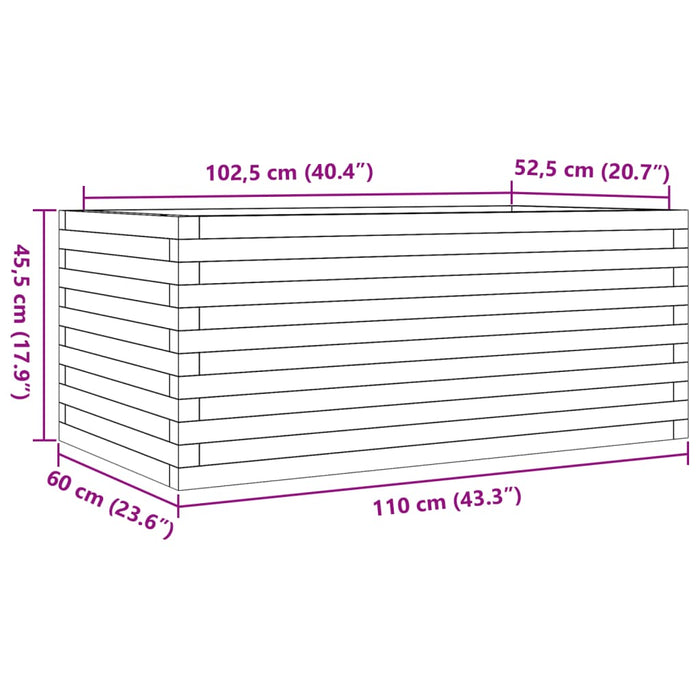 Jardiniera De Gradina Ceara Maro 110x60x45,5 cm Lemn Masivul Pin