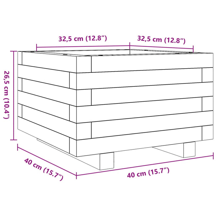 Jardiniera De Gradina 40x40x26,5 cm Lemn Impregnat Pin