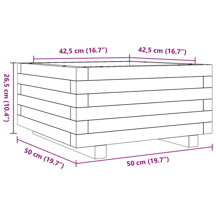 Jardiniera De Gradina Alb 50x50x26,5 cm Lemn Masivul Pin