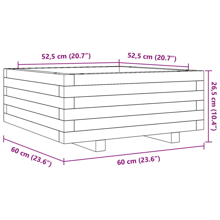 Jardiniera De Gradina Ceara Maro 60x60x26,5 cm Lemn Masivul Pin